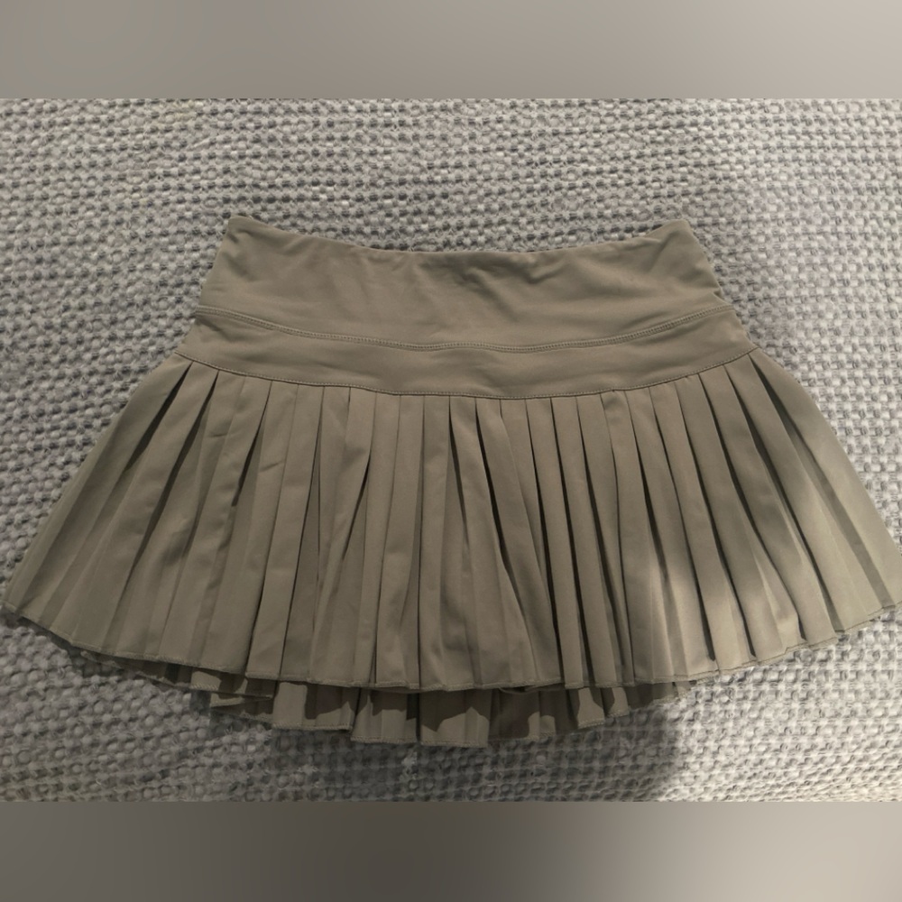 Pleated Mini Skirt in Olive Green